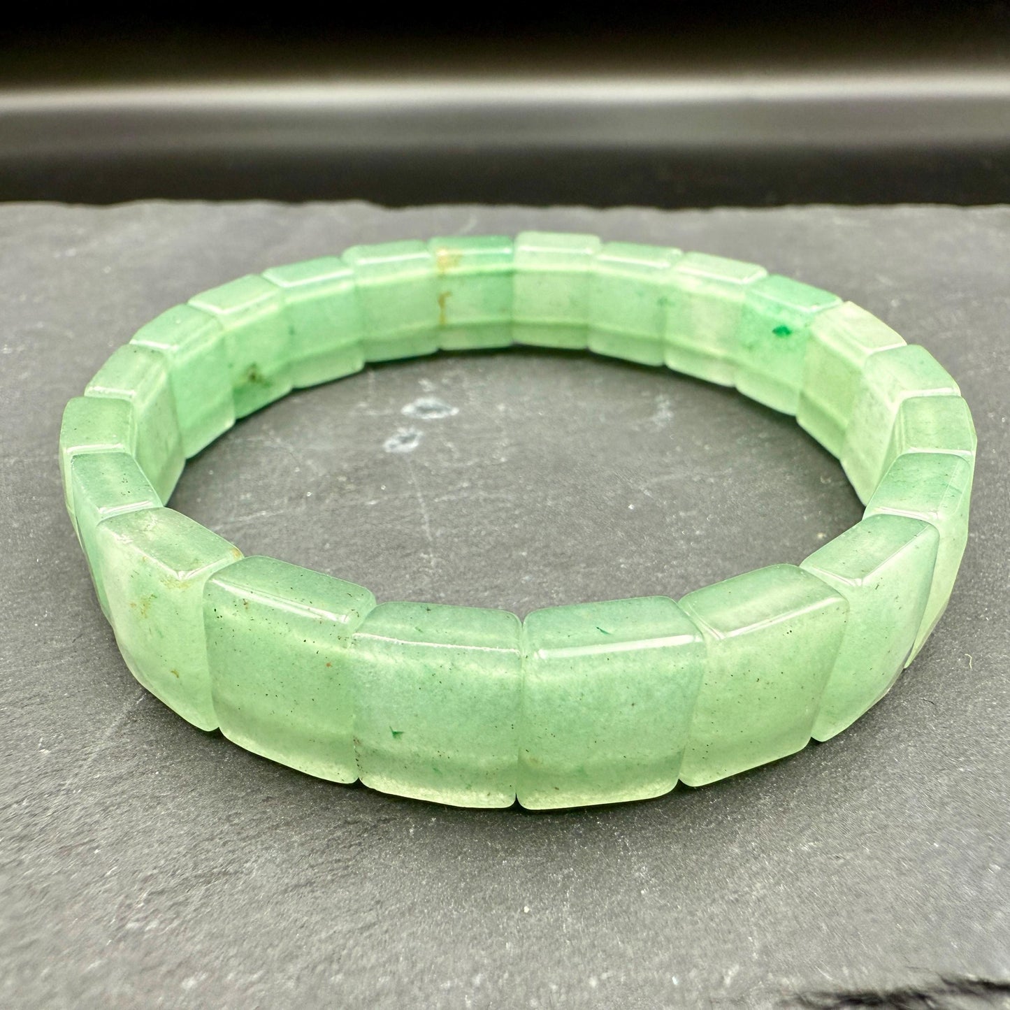 Green Aventurine Rectangular Faceted Bracelet 10x12MM • Natural Luck & Prosperity Crystal • Heart Chakra Healing Jewelry