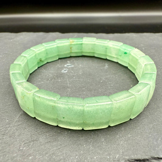 Green Aventurine Rectangular Faceted Bracelet 10x12MM • Natural Luck & Prosperity Crystal • Heart Chakra Healing Jewelry
