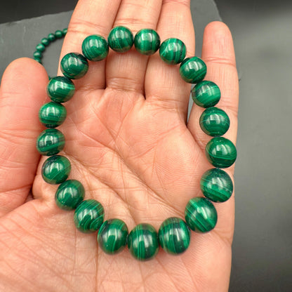 AAA Grade Malachite 10MM Round Bead Handmade Bracelet  for Protection, Transformation & Heart Healing