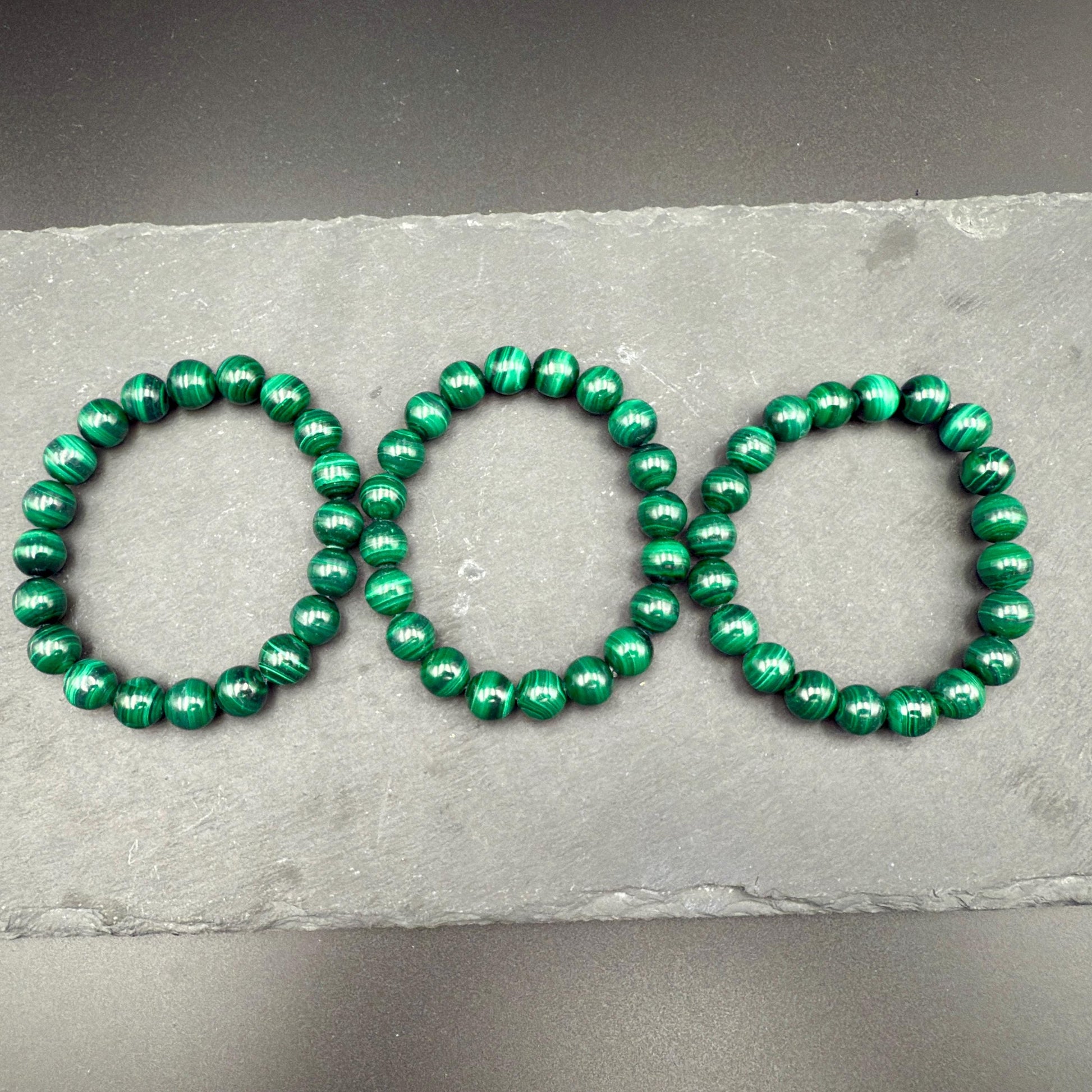 AAA Grade Malachite 10MM Round Bead Handmade Bracelet  for Protection, Transformation & Heart Healing