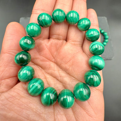 AAA Grade Malachite 12MM Round Bead Handmade Bracelet  for Protection, Transformation & Heart Healing