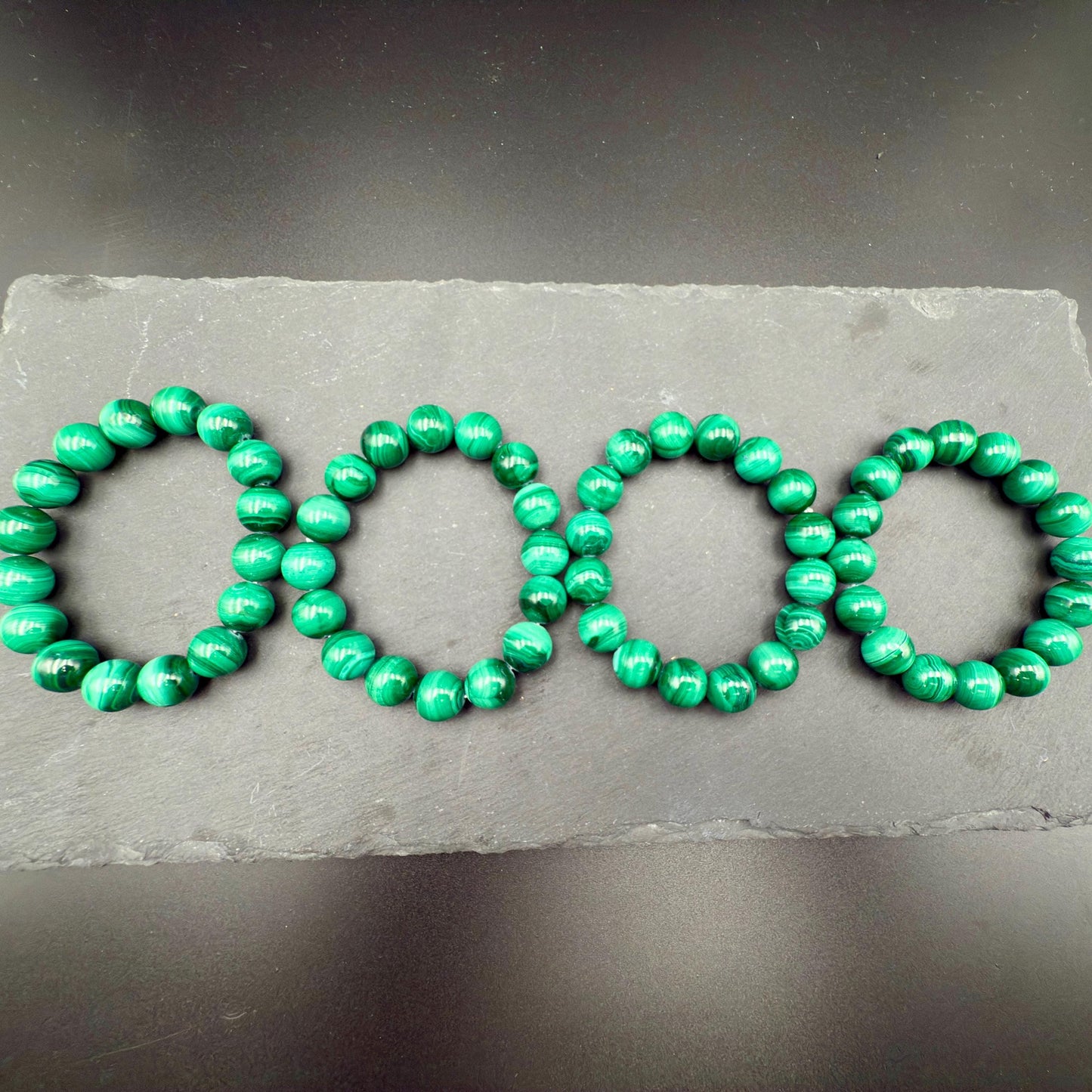 AAA Grade Malachite 12MM Round Bead Handmade Bracelet  for Protection, Transformation & Heart Healing