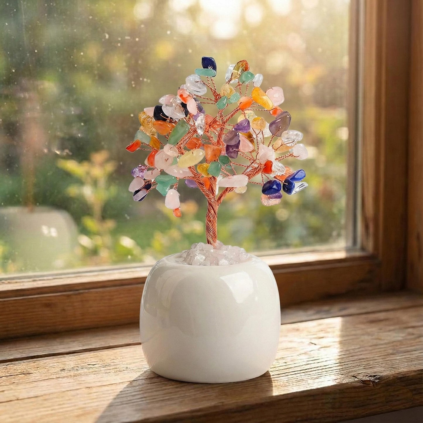 Handmade Money Tree of Life with Amethyst, Citrine, Rose Quartz, Carnelian, 7 Chakra | Reiki