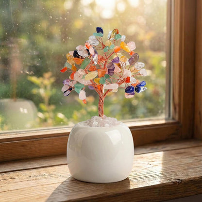 Handmade Money Tree of Life with Amethyst, Citrine, Rose Quartz, Carnelian, 7 Chakra | Reiki