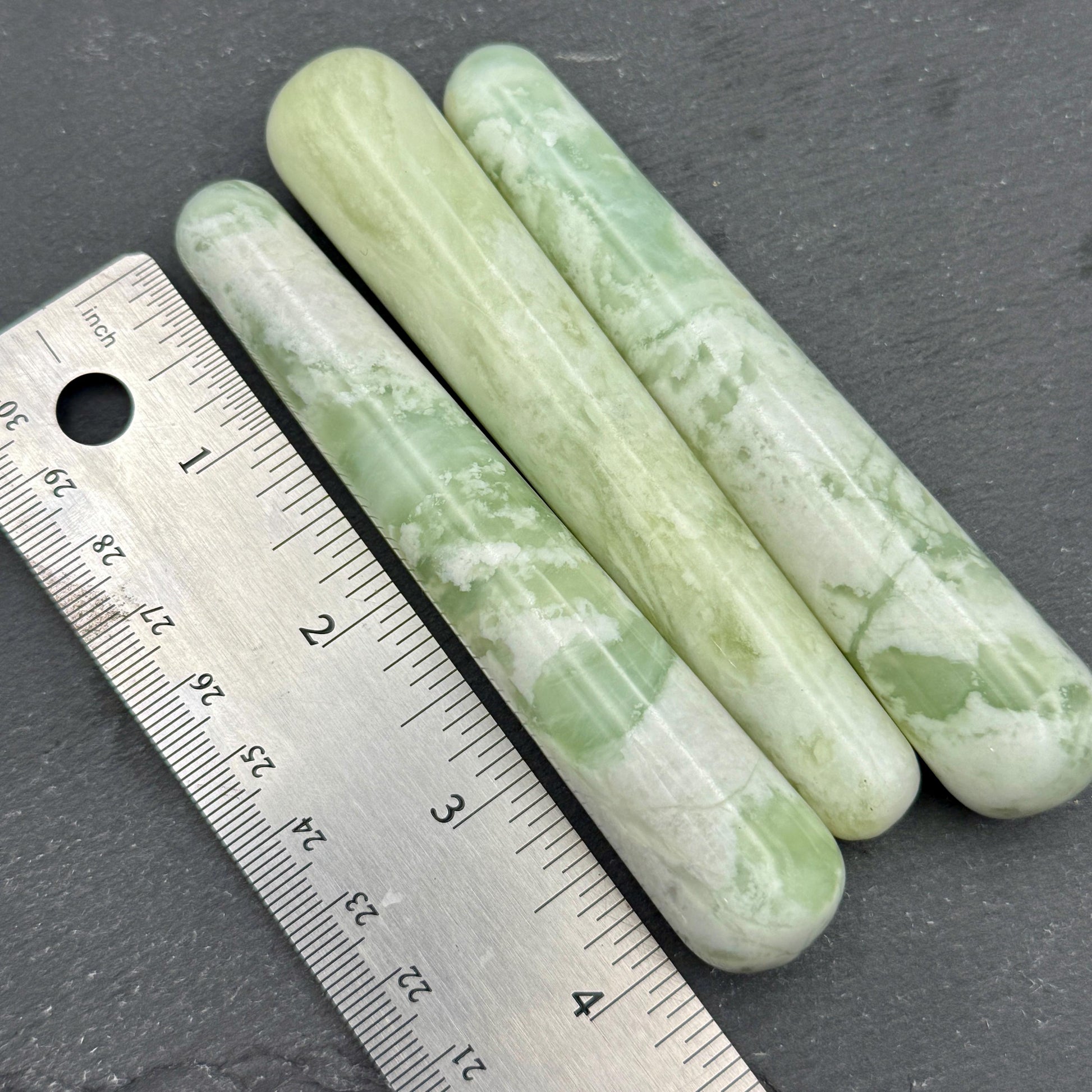 Chinese Jade Crystal Massage Wand | Natural Stone Acupressure Tool for Trigger Point Therapy, Muscle Relief & Energy Healing