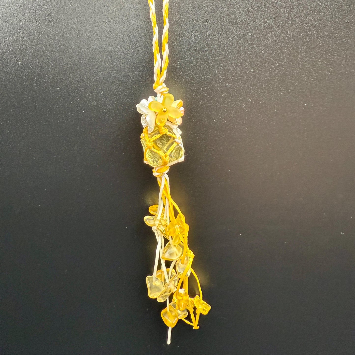Handmade Citrine Crystal Bag Charm – Bohemian Tassel Keychain