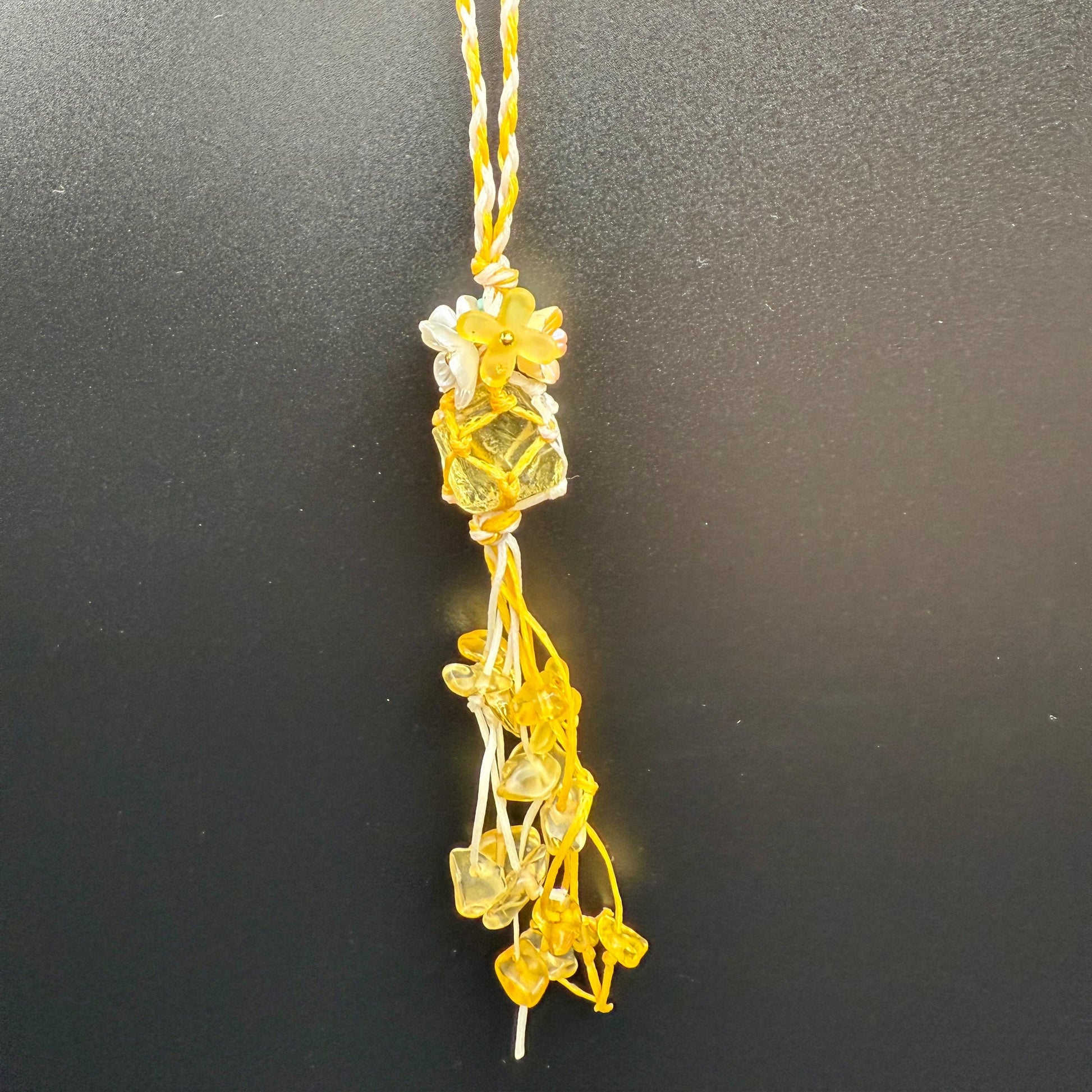 Handmade Citrine Crystal Bag Charm – Bohemian Tassel Keychain