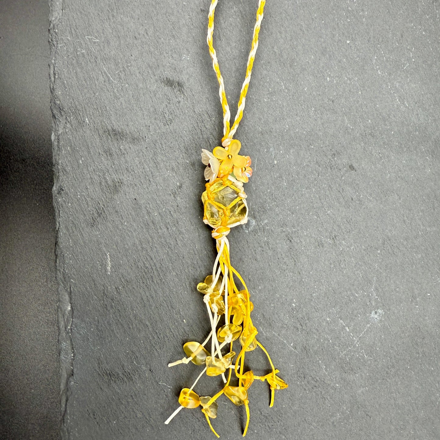 Handmade Citrine Crystal Bag Charm – Bohemian Tassel Keychain