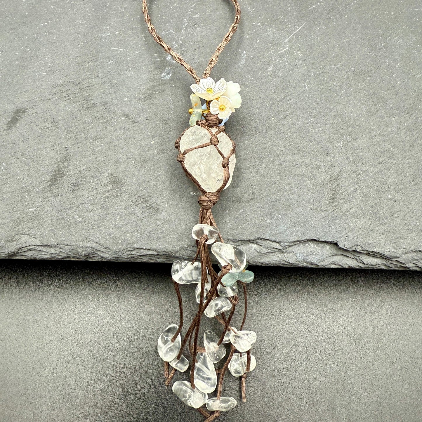 Handmade Clear Quartz Crystal Bag Charm – Bohemian Tassel Keychain