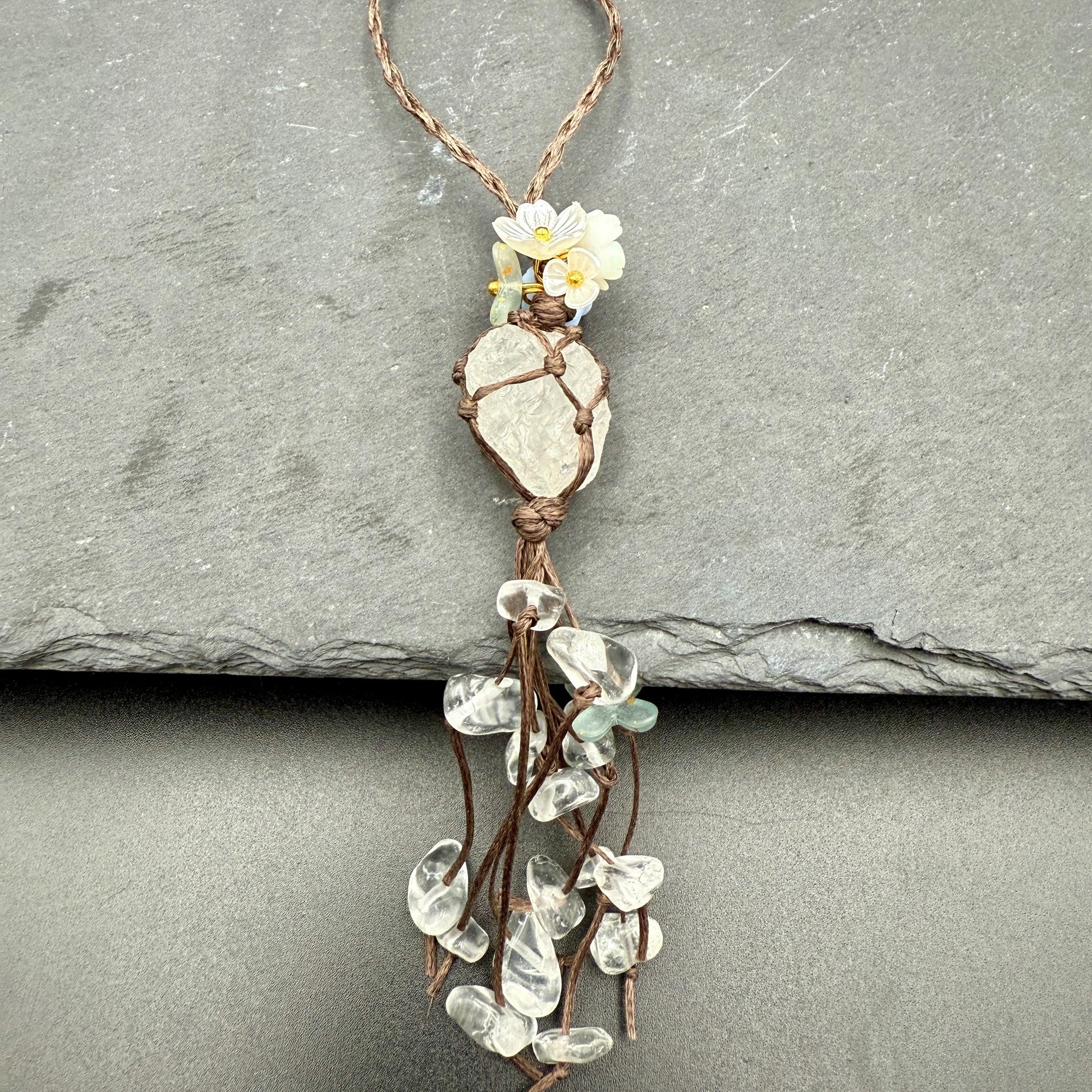 Handmade Clear Quartz Crystal Bag Charm – Bohemian Tassel Keychain