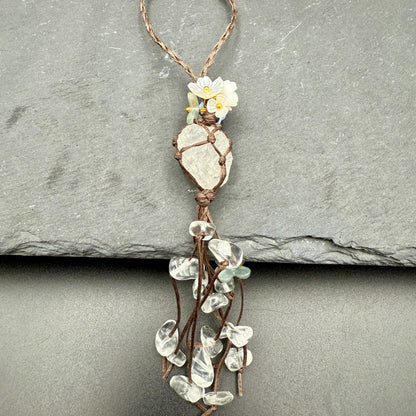 Handmade Clear Quartz Crystal Bag Charm – Bohemian Tassel Keychain