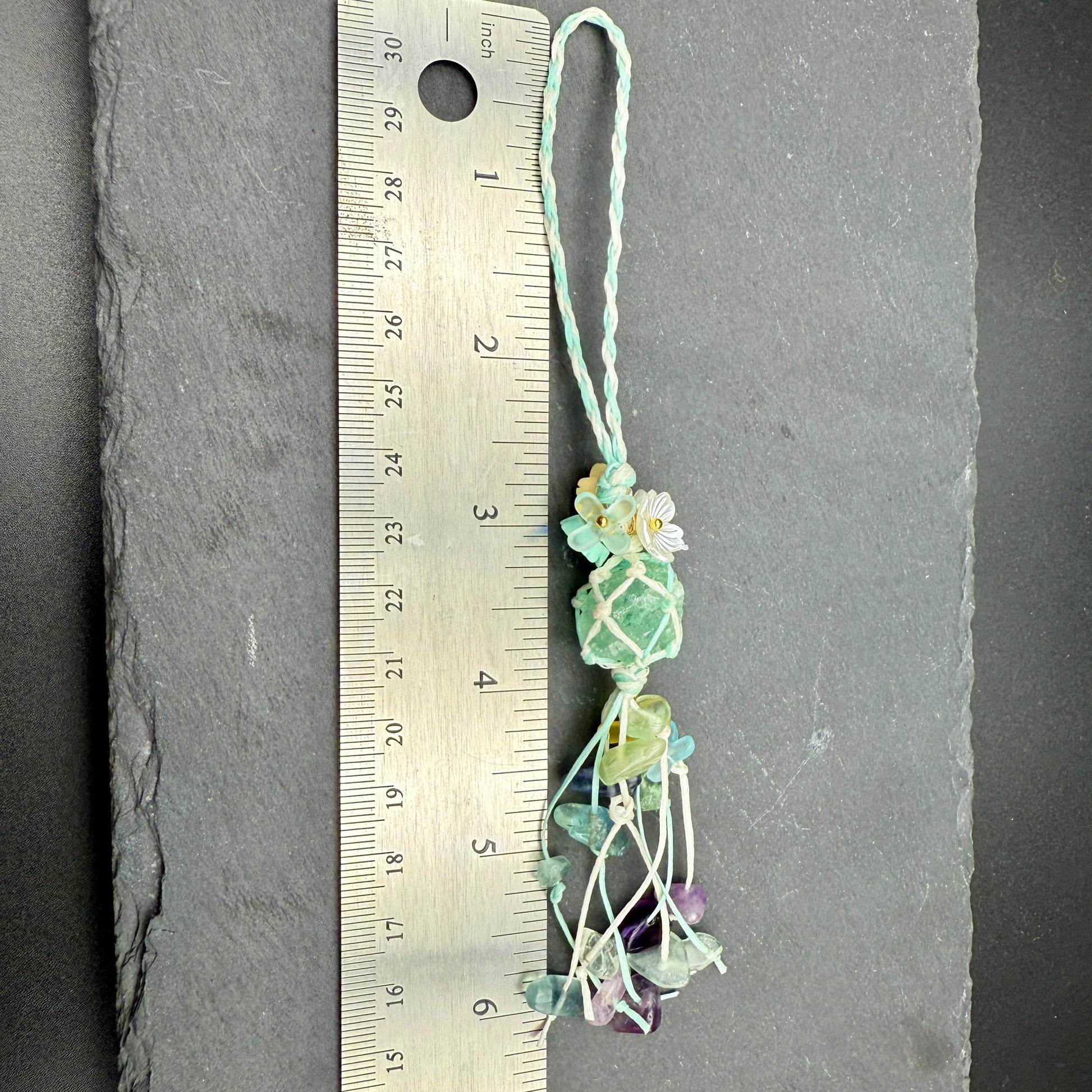 Handmade Green Fluorite Crystal Bag Charm – Bohemian Tassel Keychain