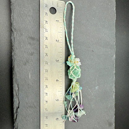 Handmade Green Fluorite Crystal Bag Charm – Bohemian Tassel Keychain