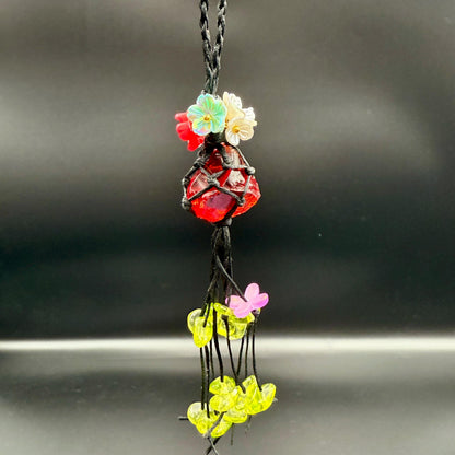 Handmade Cherry Red Glass Bag Charm – Bohemian Tassel Keychain