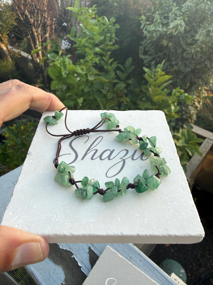 Green Aventurine Crystal Chip Bracelet – Handmade Fairycore Beaded Jewelry