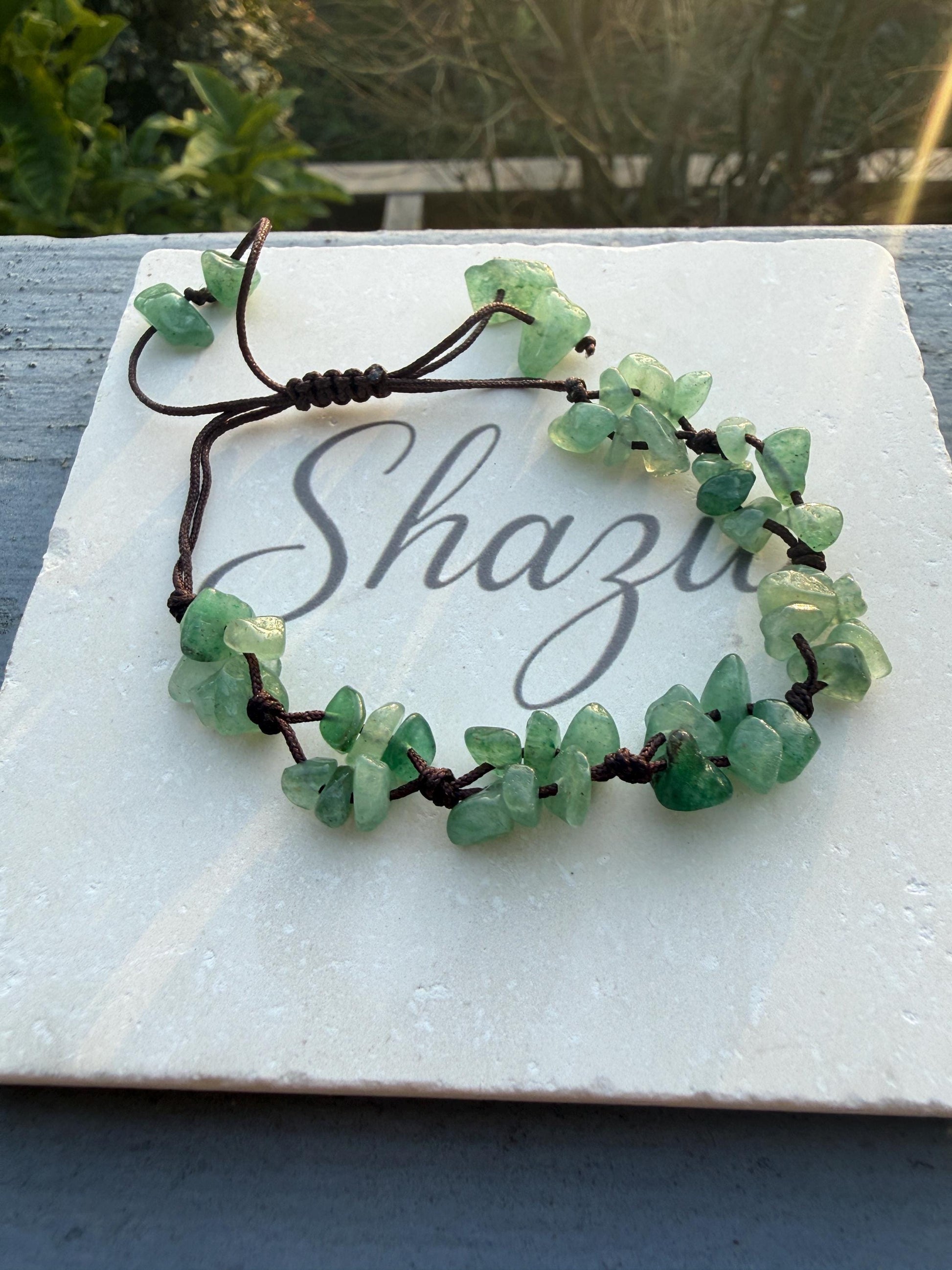 Green Aventurine Crystal Chip Bracelet – Handmade Fairycore Beaded Jewelry