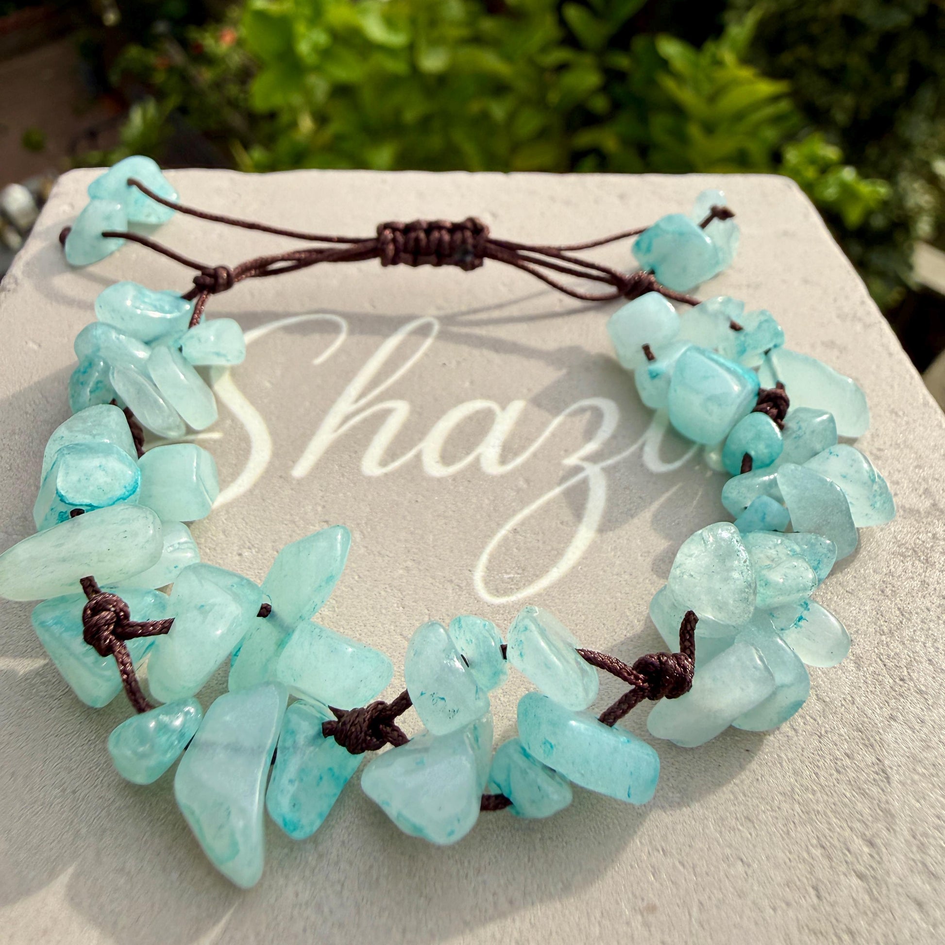 Aquamarine Bracelet – Handmade Crystal Chips to promote clear, honest communication, calming, and emotional balance