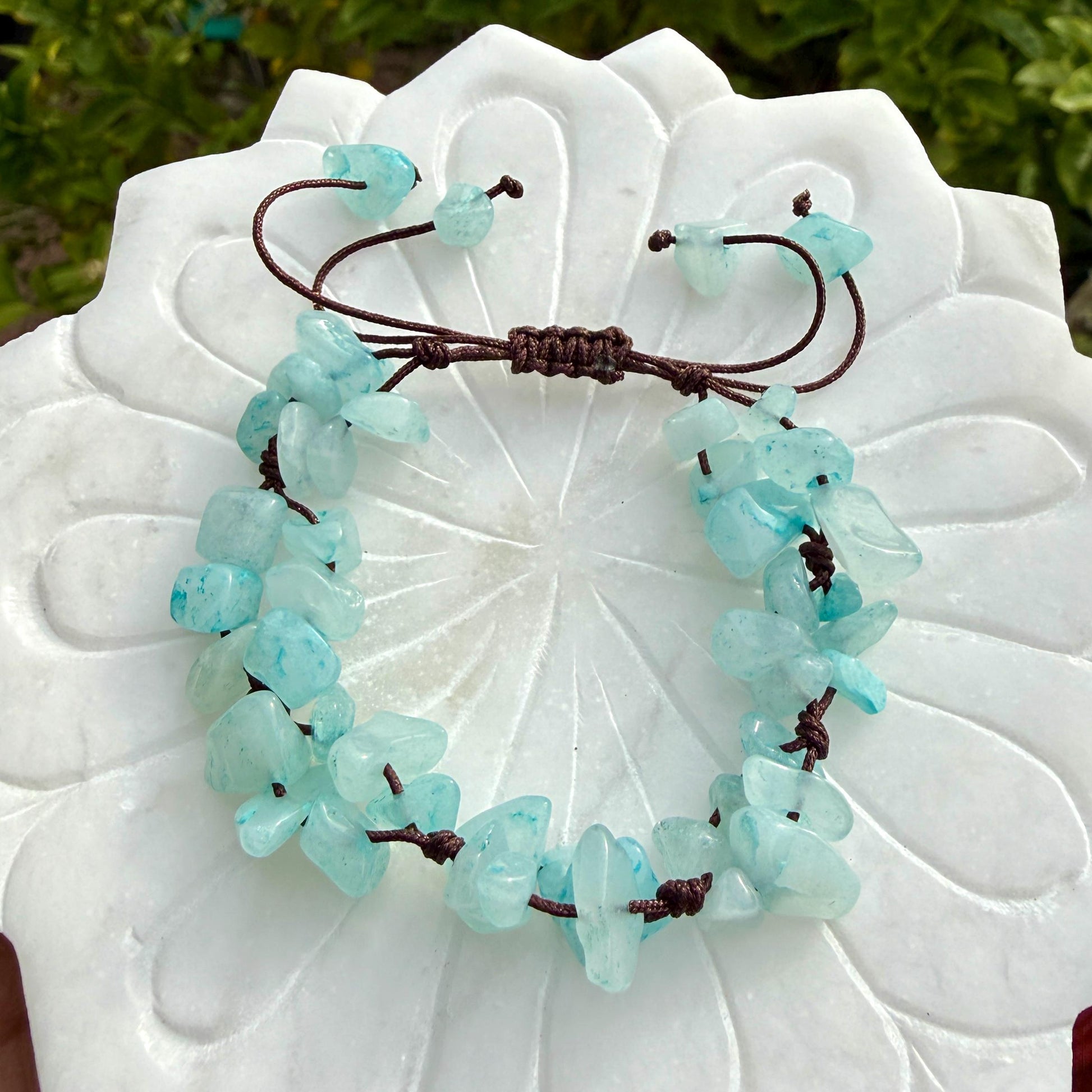 Aquamarine Bracelet – Handmade Crystal Chips to promote clear, honest communication, calming, and emotional balance