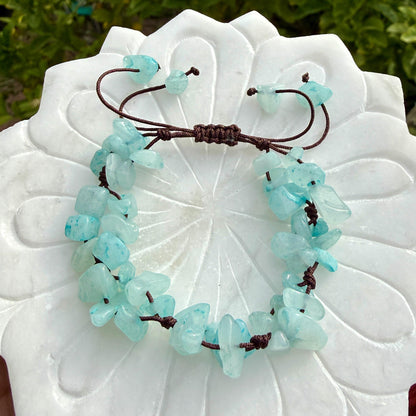 Aquamarine Bracelet – Handmade Crystal Chips to promote clear, honest communication, calming, and emotional balance