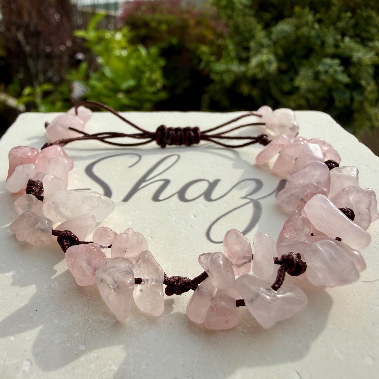 Rose Quartz Crystal Chip Bracelet – Handmade Fairycore Beaded Jewelry