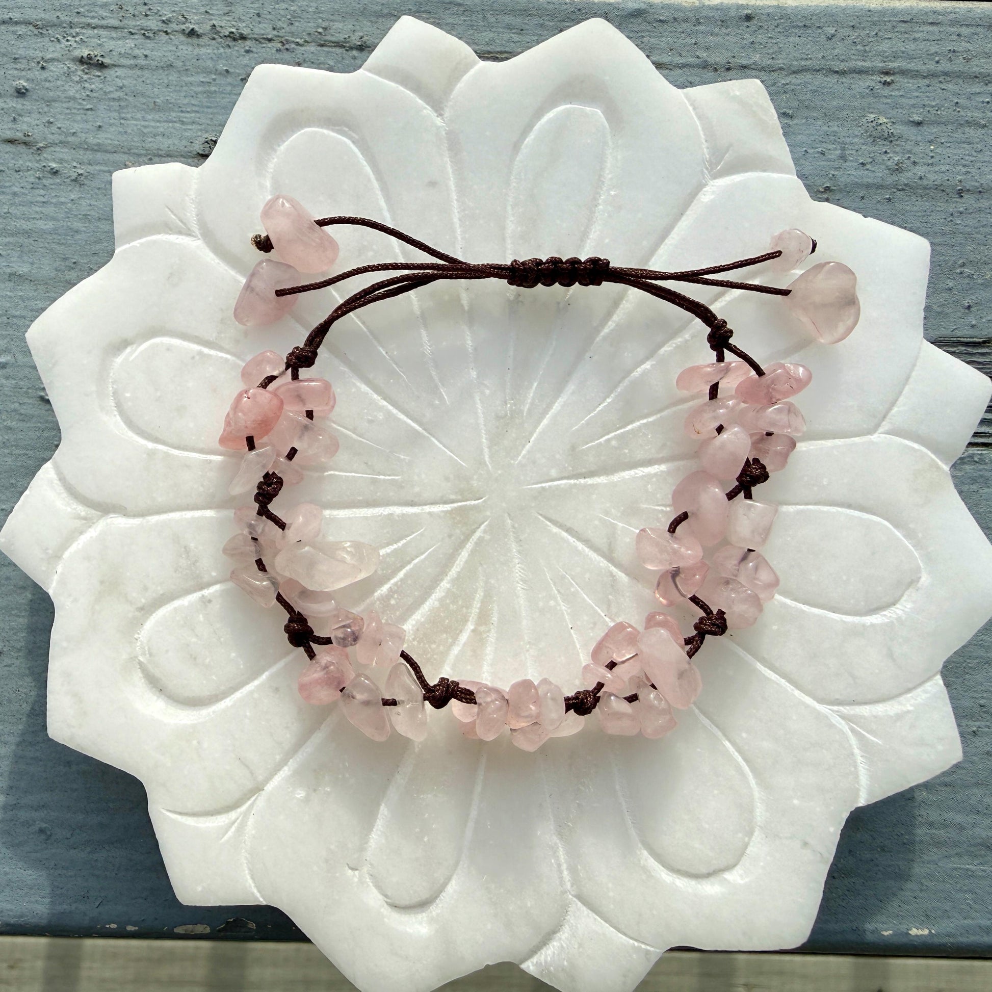 Rose Quartz Crystal Chip Bracelet – Handmade Fairycore Beaded Jewelry