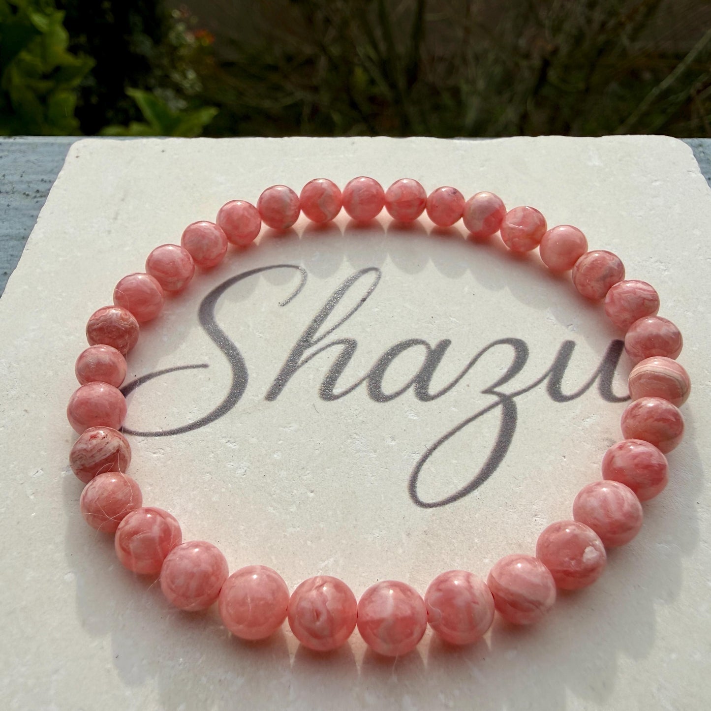 AAA Rhodochrosite Bracelet – 6mm Rose Pink Crystal, Emotional Healing