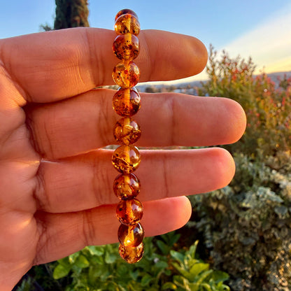 Authentic Baltic Amber Bracelet 6mm 8mm Blood Flower Amber Jewelry Gift for Babies Adults