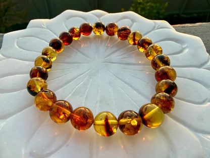 Authentic Baltic Amber Bracelet 6mm 8mm Blood Flower Amber Jewelry Gift for Babies Adults