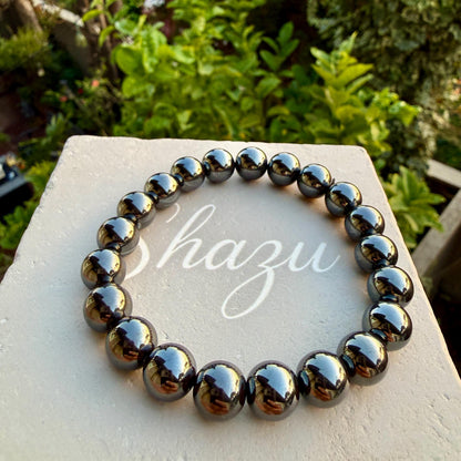 AAA Hematite Bracelet – Grounding Crystal, Metallic Shine
