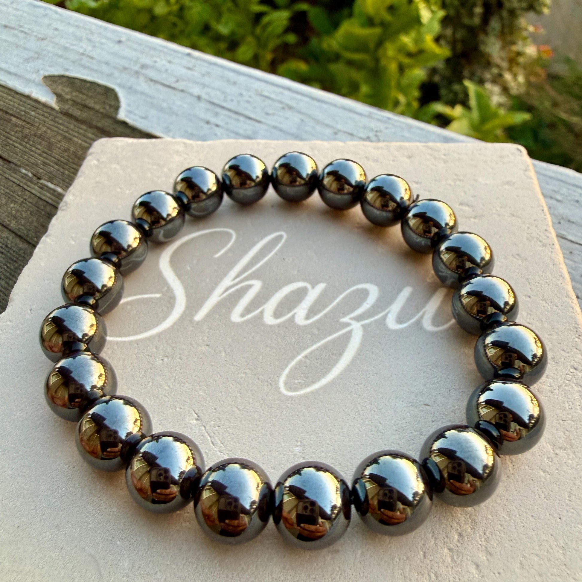 AAA Hematite Bracelet – Grounding Crystal, Metallic Shine