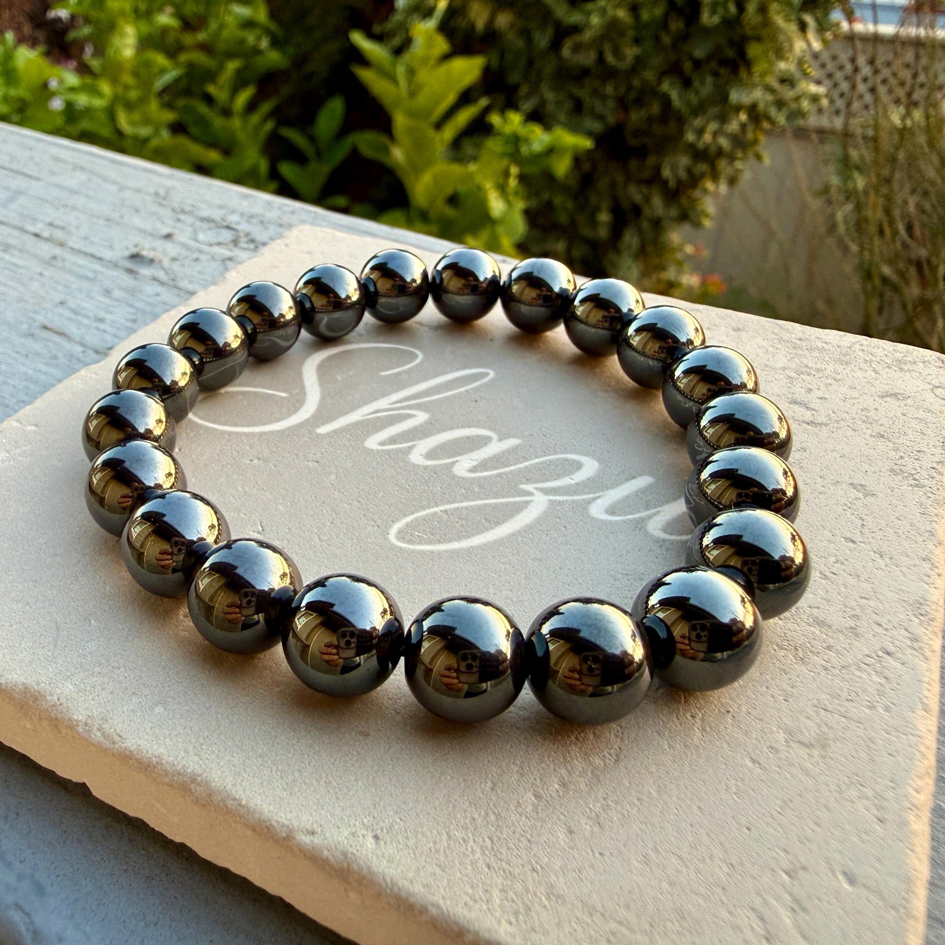 AAA Hematite Bracelet – Grounding Crystal, Metallic Shine