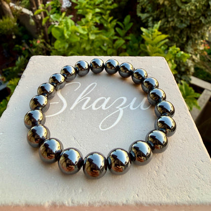 AAA Hematite Bracelet – Grounding Crystal, Metallic Shine