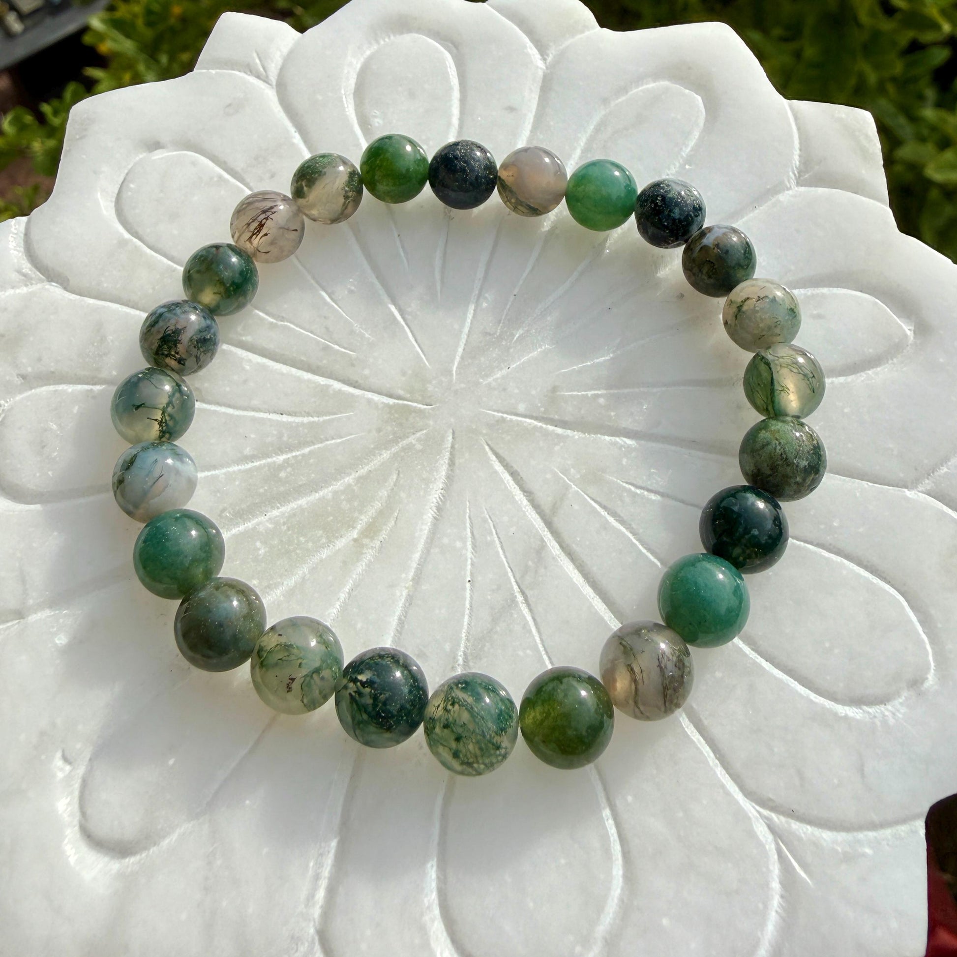 AAA Moss Agate Bracelet 8mm – Stone of Growth & Abundance