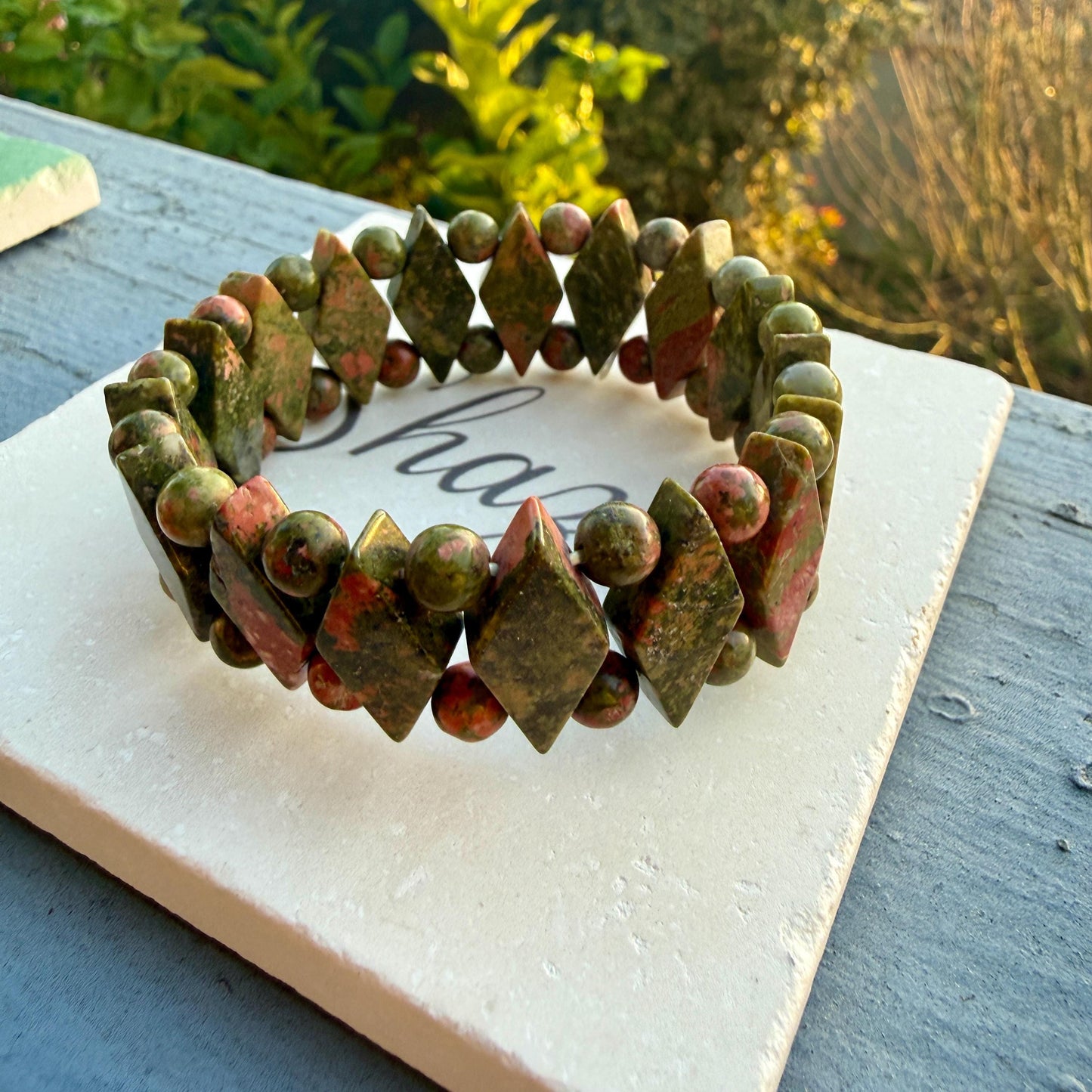 Unakite Crystal Bracelet – Diamond Cut, Emotional Balance Healing Jewelry