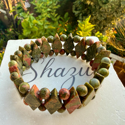 Unakite Crystal Bracelet – Diamond Cut, Emotional Balance Healing Jewelry