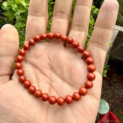 Red Jasper Bracelet – 6.5mm Grounding Crystal, Root Chakra