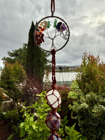 7 Chakra Tree of Life Hanging Decor – Macrame Gemstone Ornament for Meditation Room