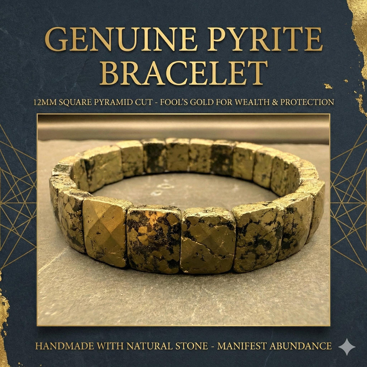 Pyrite Pyramid Cut Bracelet — Confidence & Abundance