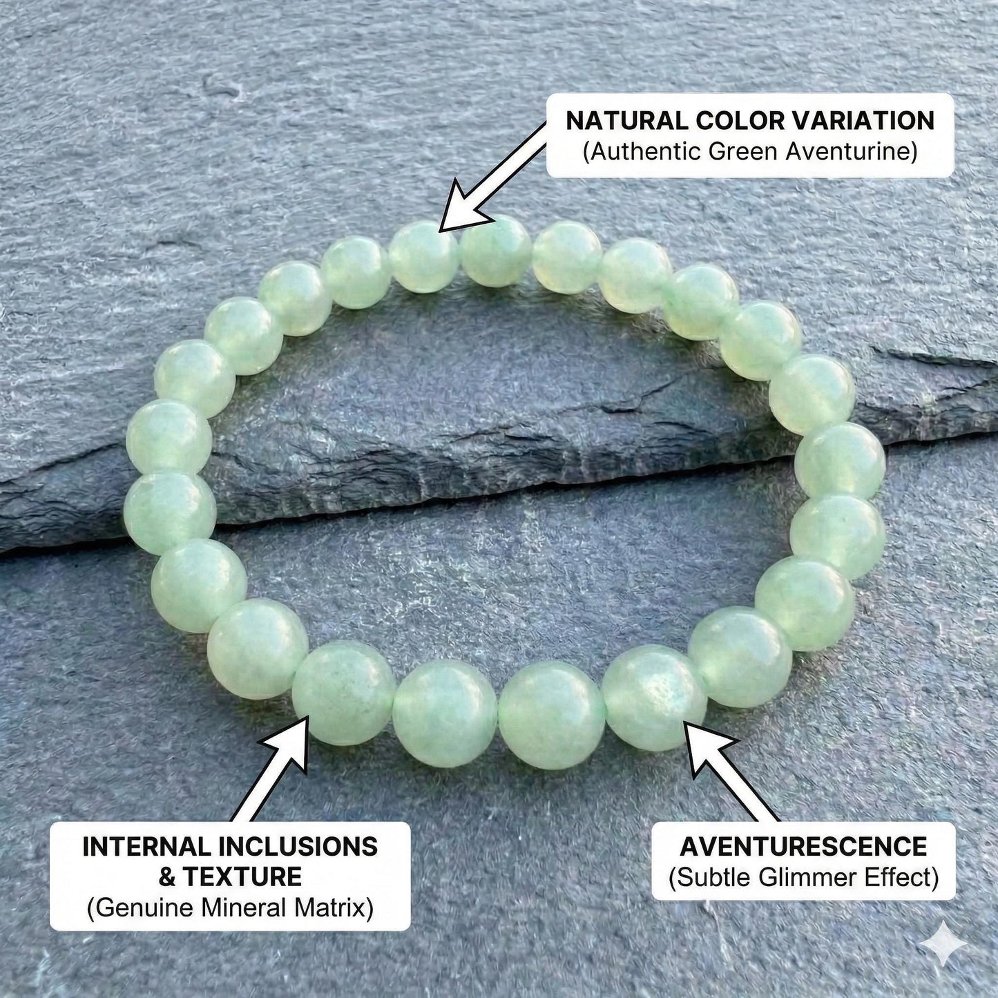 Green Aventurine Bracelet 6.5mm – Natural Crystal, Luck & Abundance