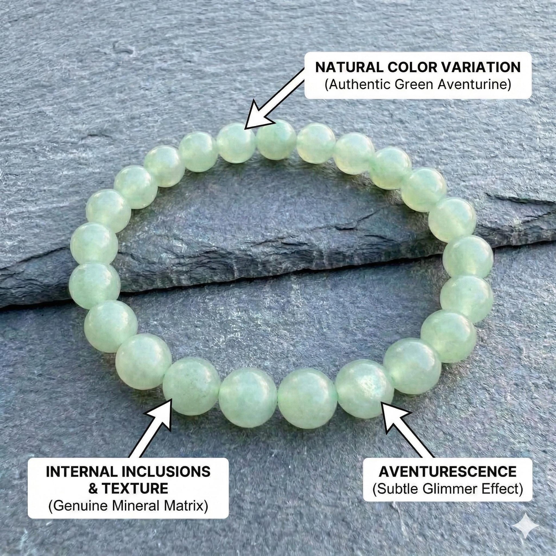 Green Aventurine Bracelet 6.5mm – Natural Crystal, Luck & Abundance