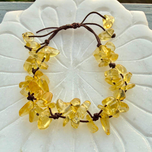 Citrine Crystal Chip Bracelet – Fairycore Cottagecore Handmade Beaded Bracelet for Abundance, Joy & Positive Energy
