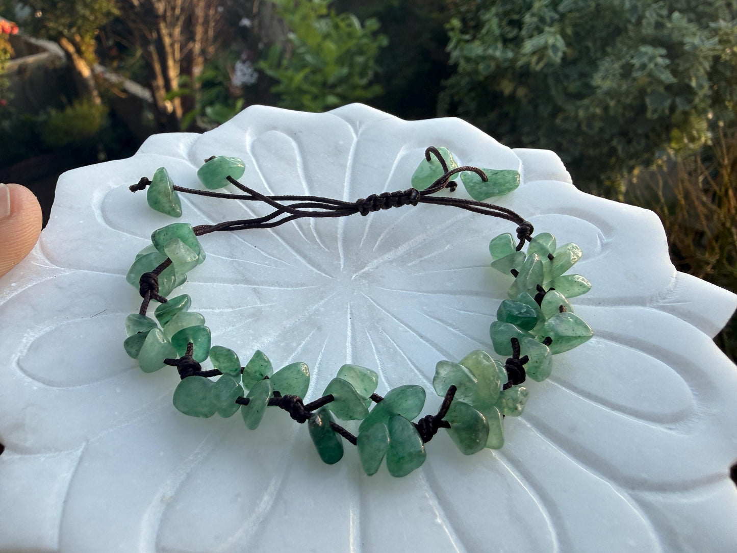 Green Aventurine Crystal Chip Bracelet – Handmade Fairycore Beaded Jewelry
