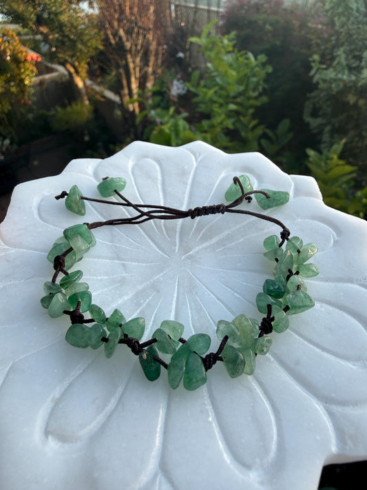 Green Aventurine Crystal Chip Bracelet – Handmade Fairycore Beaded Jewelry