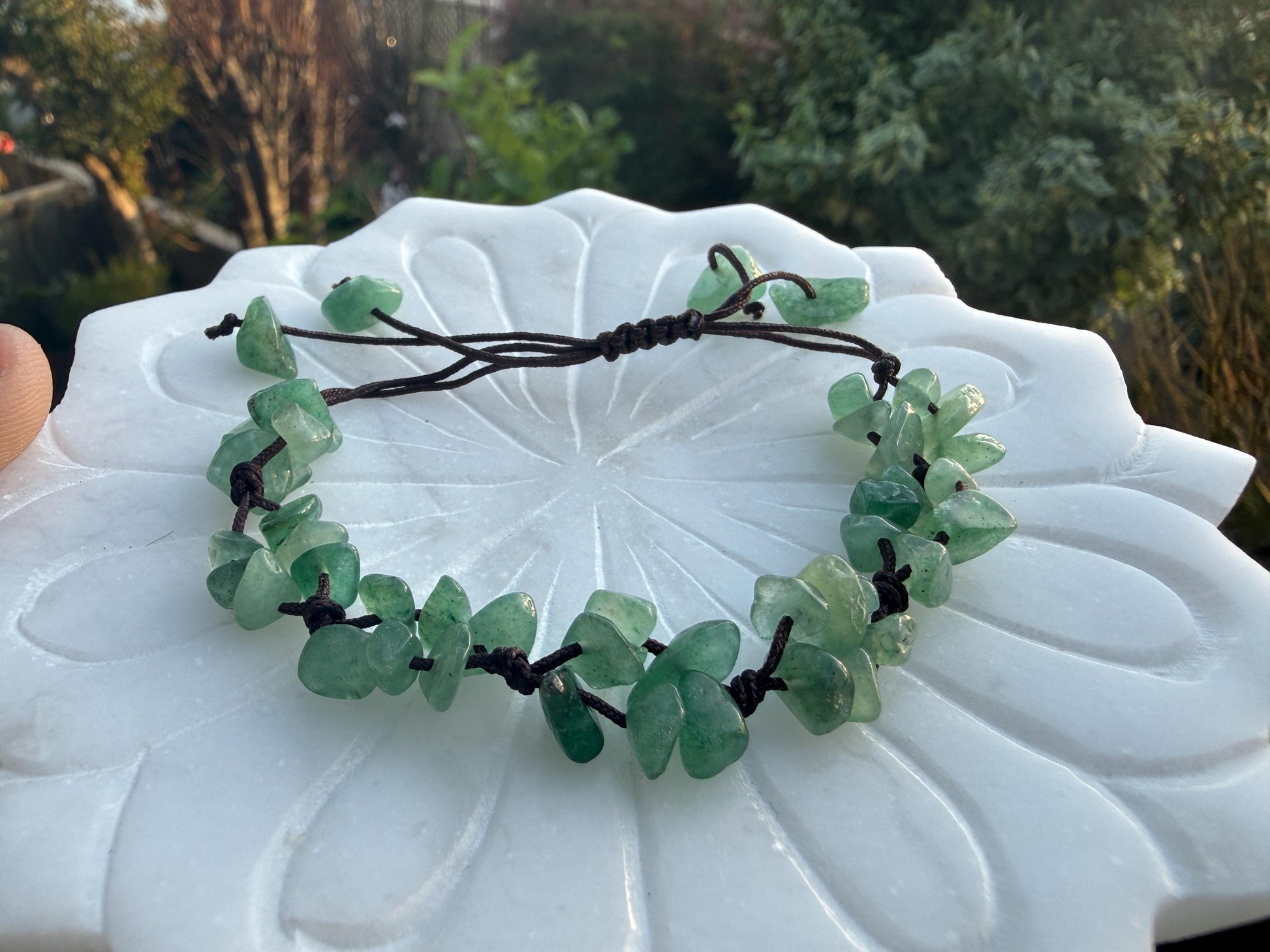 Green Aventurine Crystal Chip Bracelet – Handmade Fairycore Beaded Jewelry