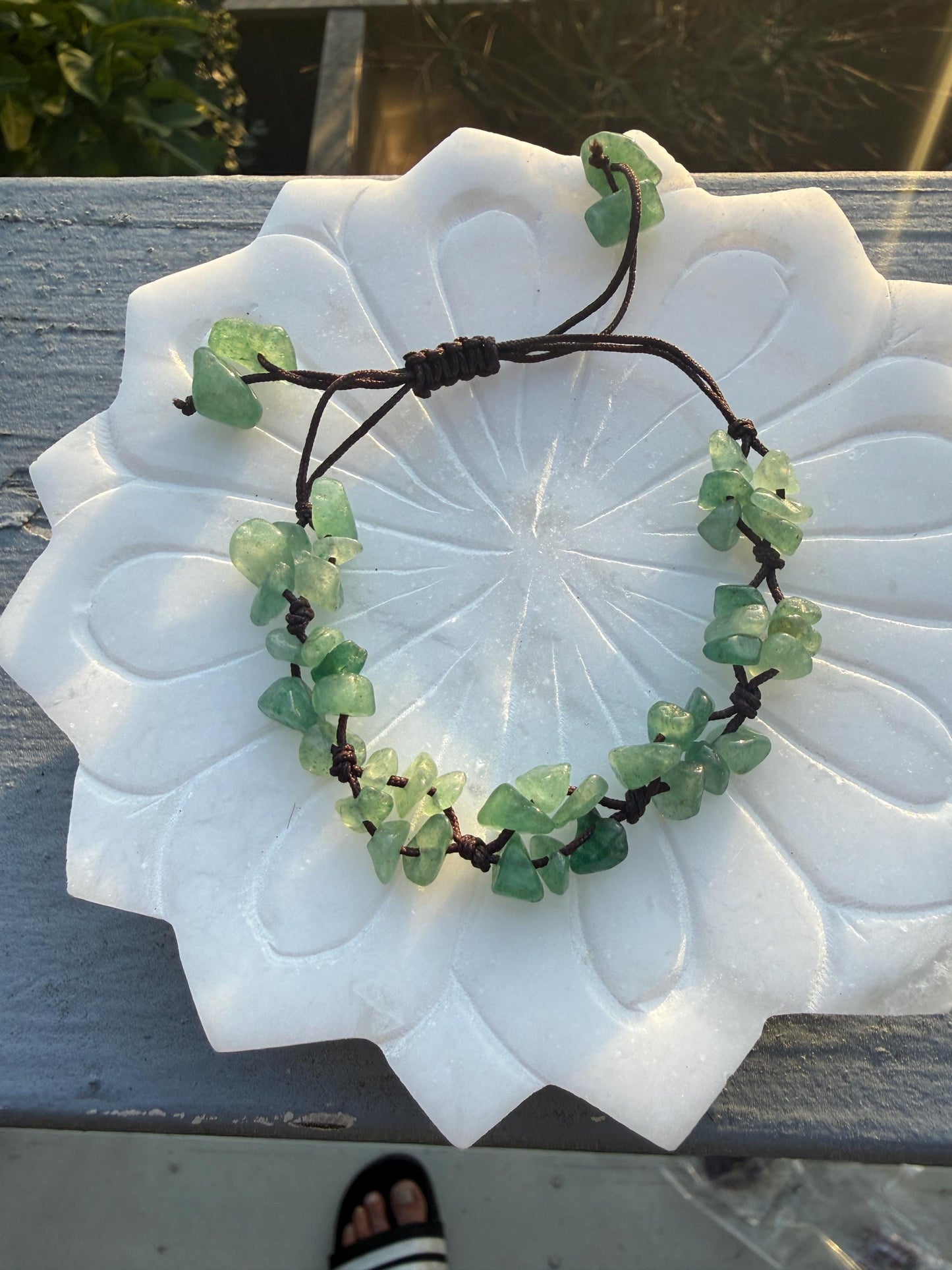 Green Aventurine Crystal Chip Bracelet – Handmade Fairycore Beaded Jewelry