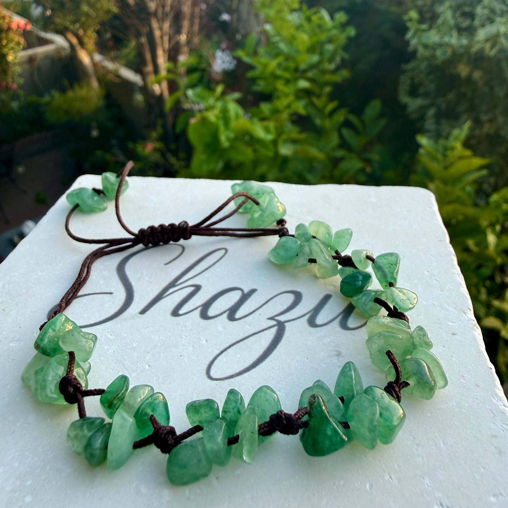 Green Aventurine Crystal Chip Bracelet – Handmade Fairycore Beaded Jewelry