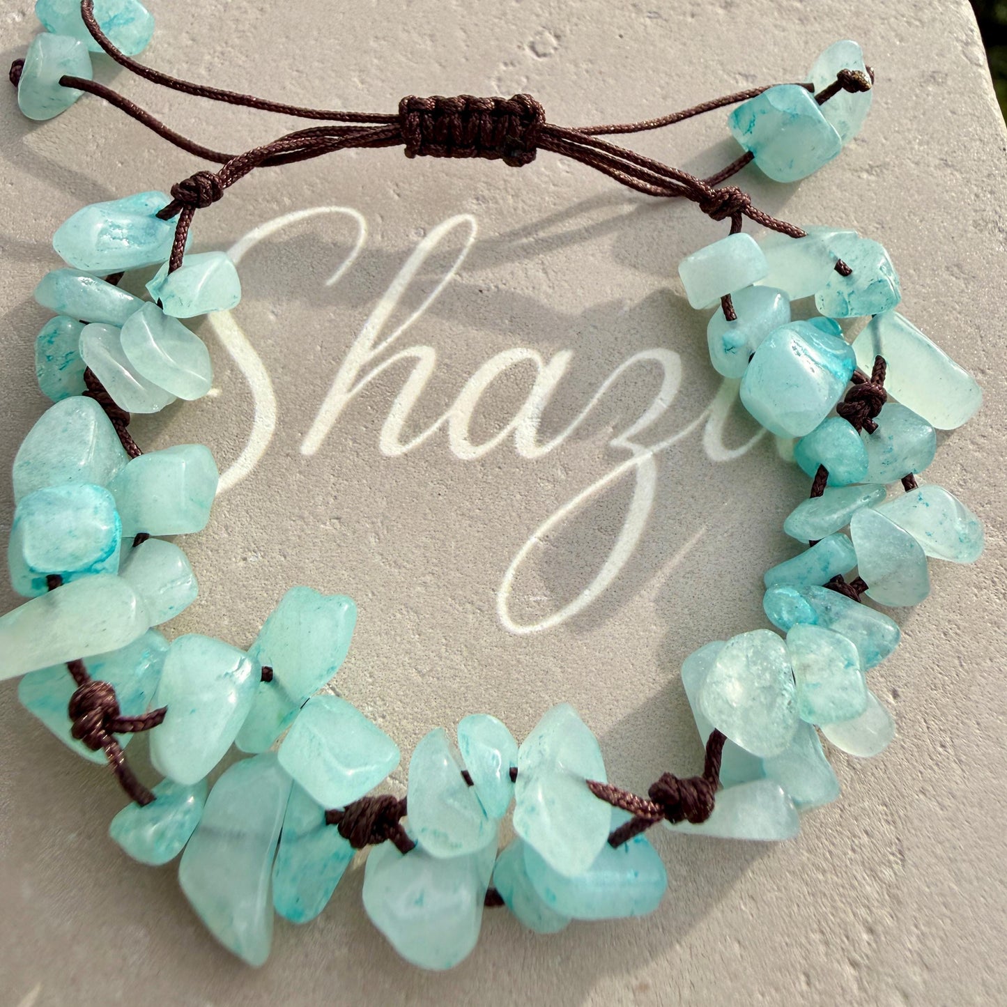 Aquamarine Bracelet – Handmade Crystal Chips to promote clear, honest communication, calming, and emotional balance