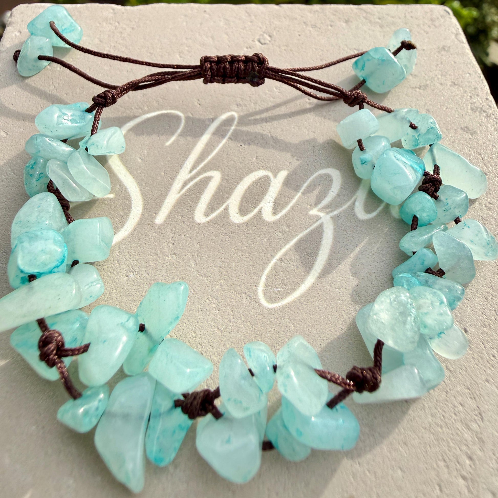 Aquamarine Bracelet – Handmade Crystal Chips to promote clear, honest communication, calming, and emotional balance
