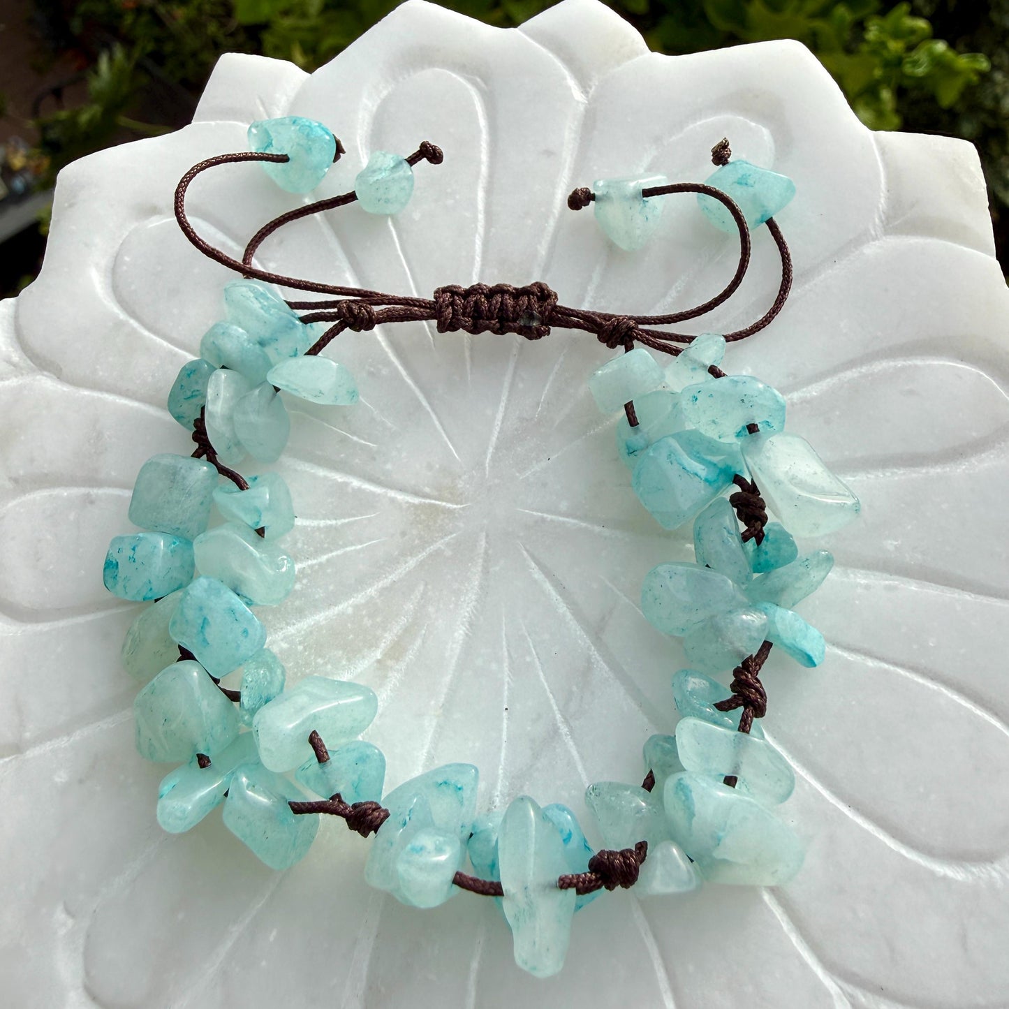 Aquamarine Bracelet – Handmade Crystal Chips to promote clear, honest communication, calming, and emotional balance