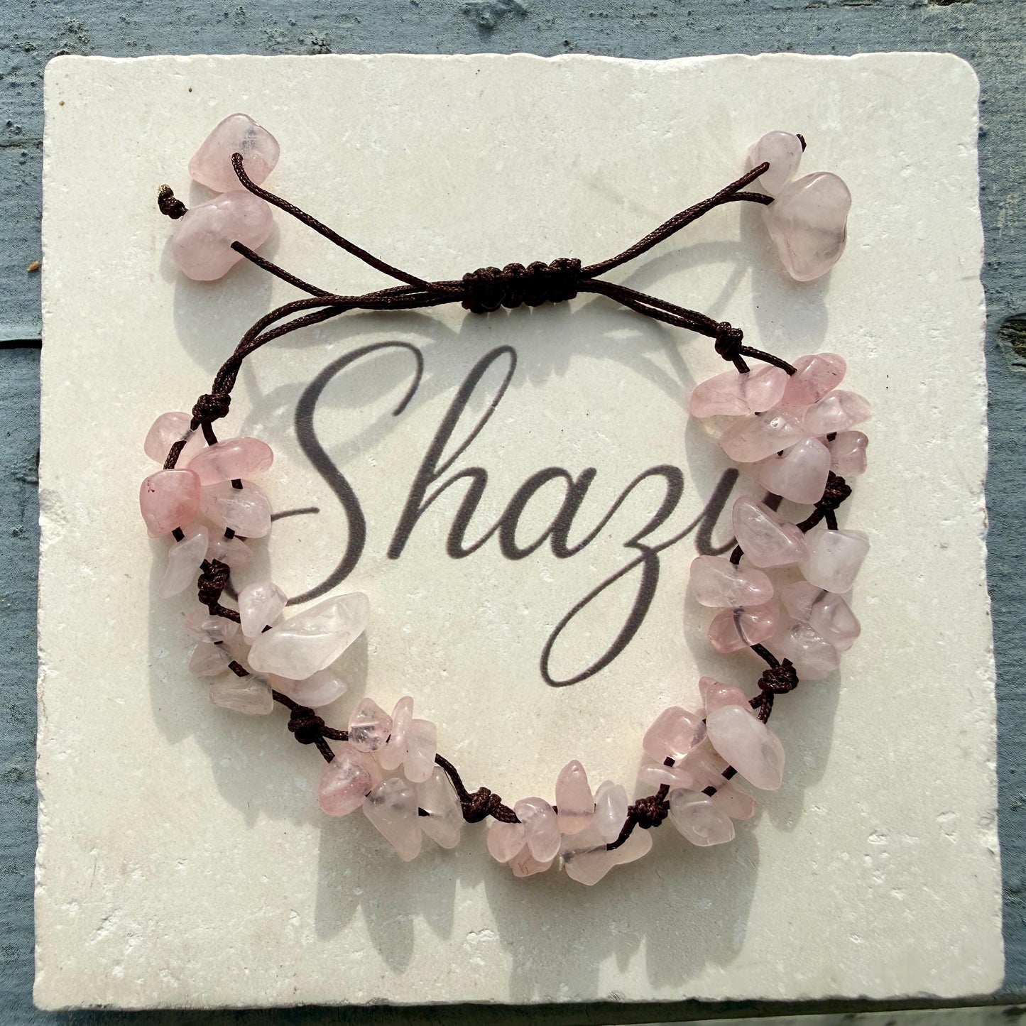 Rose Quartz Crystal Chip Bracelet – Handmade Fairycore Beaded Jewelry